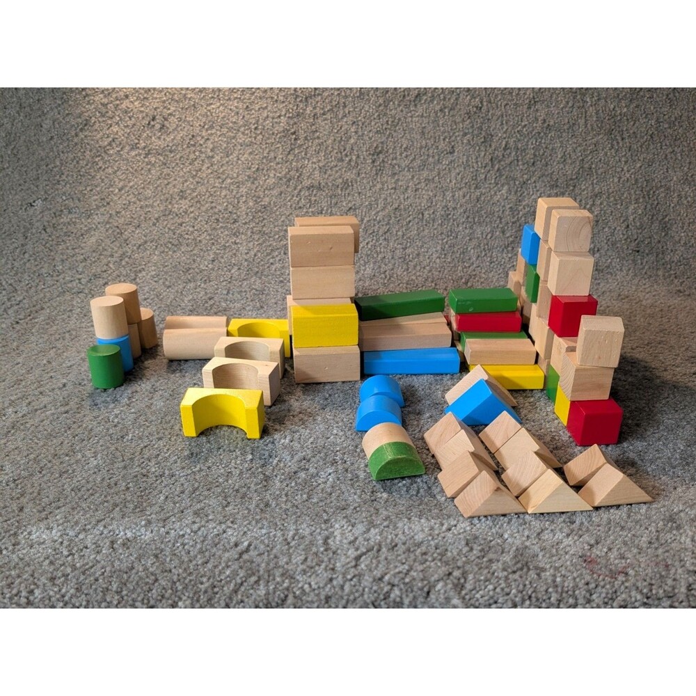 88 Piece Unbranded Wooden Building Blocks Hours Of Play Stackable Variety Shapes